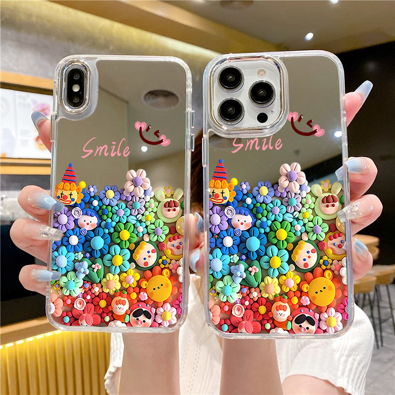 Phone Cases Aesthetic - Cute Flower Makeup Mirror Phone Case