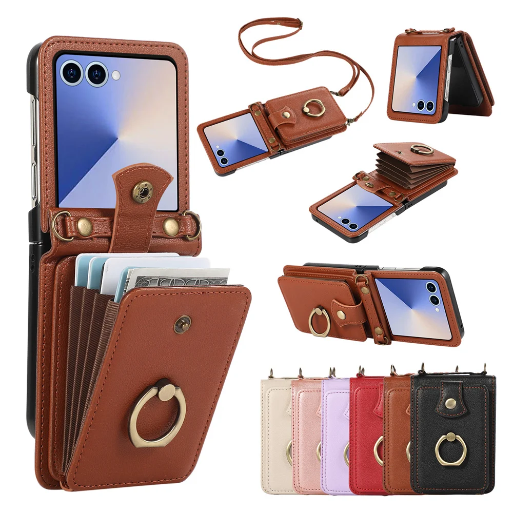 Phone Cases With Loop - Leather Wallet Phone Case for Samsung