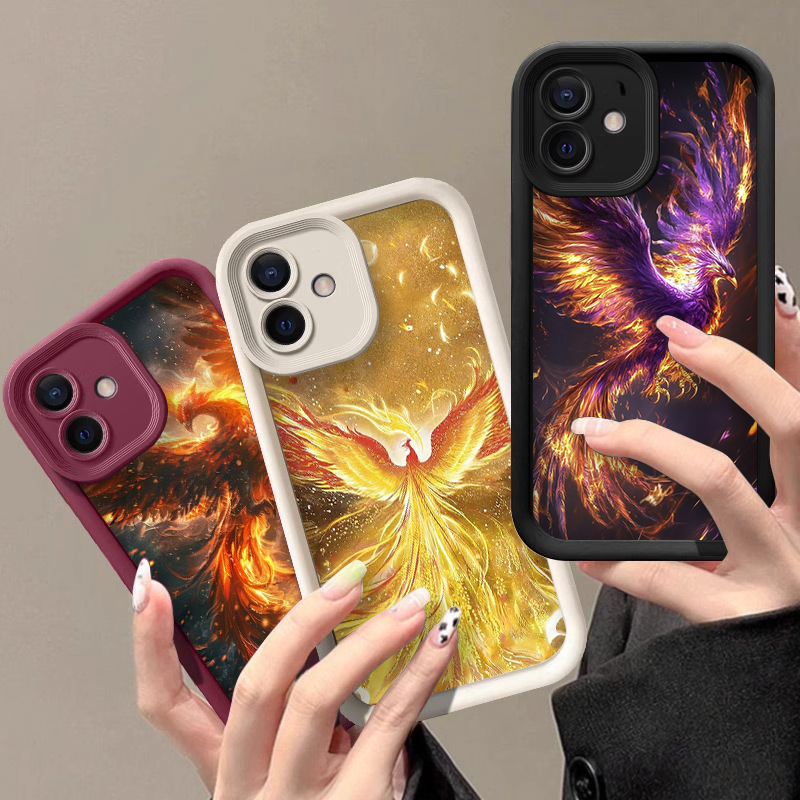 Phone Cases Aesthetic - Aesthetic Golden Phoenix Fire Pattern Phone