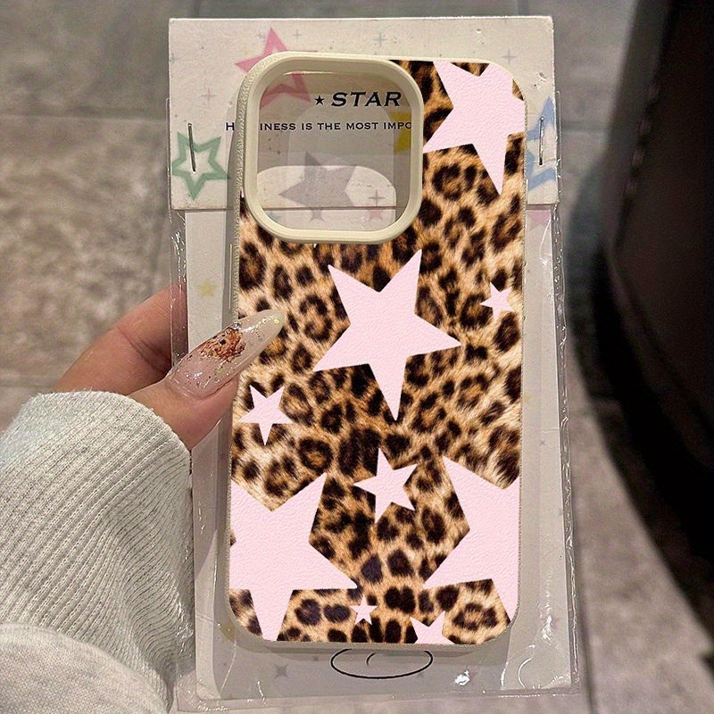 Phone Cases Leopard Print - Pink Star Leopard Print TPU Pattern