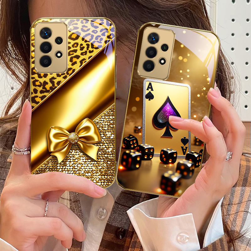 Phone Cases Leopard Print - Golden leopard print bow For Samsung