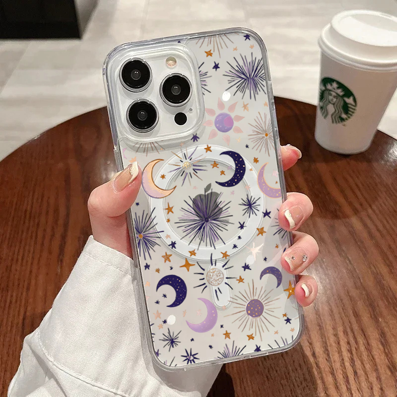 Phone Cases Clear - Romantic Sun Moon Stars Phone Case