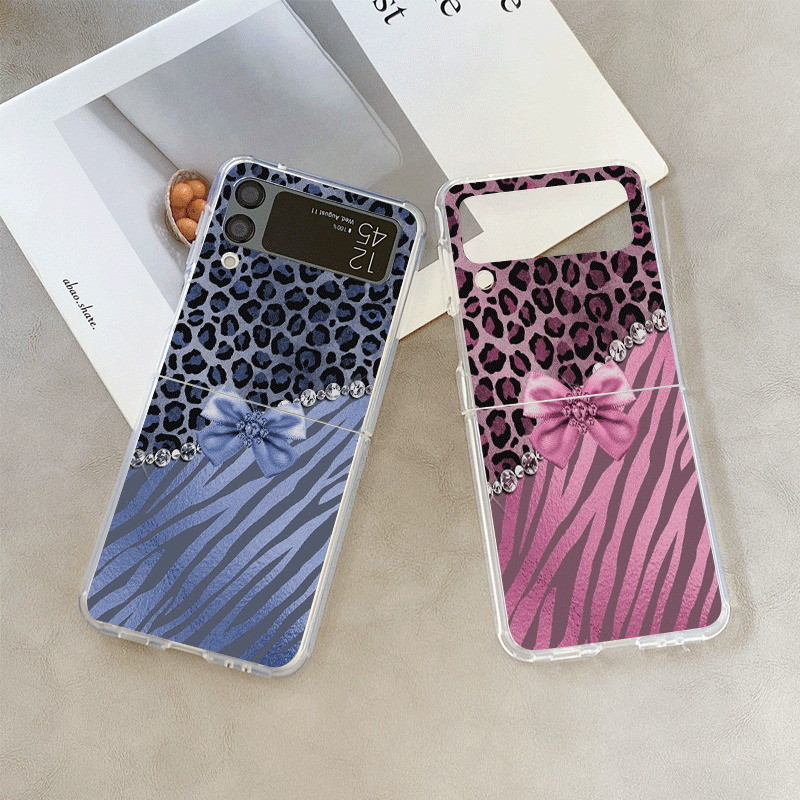 Phone Cases Leopard Print - Creative Pink Blue Bow Leopard Printed