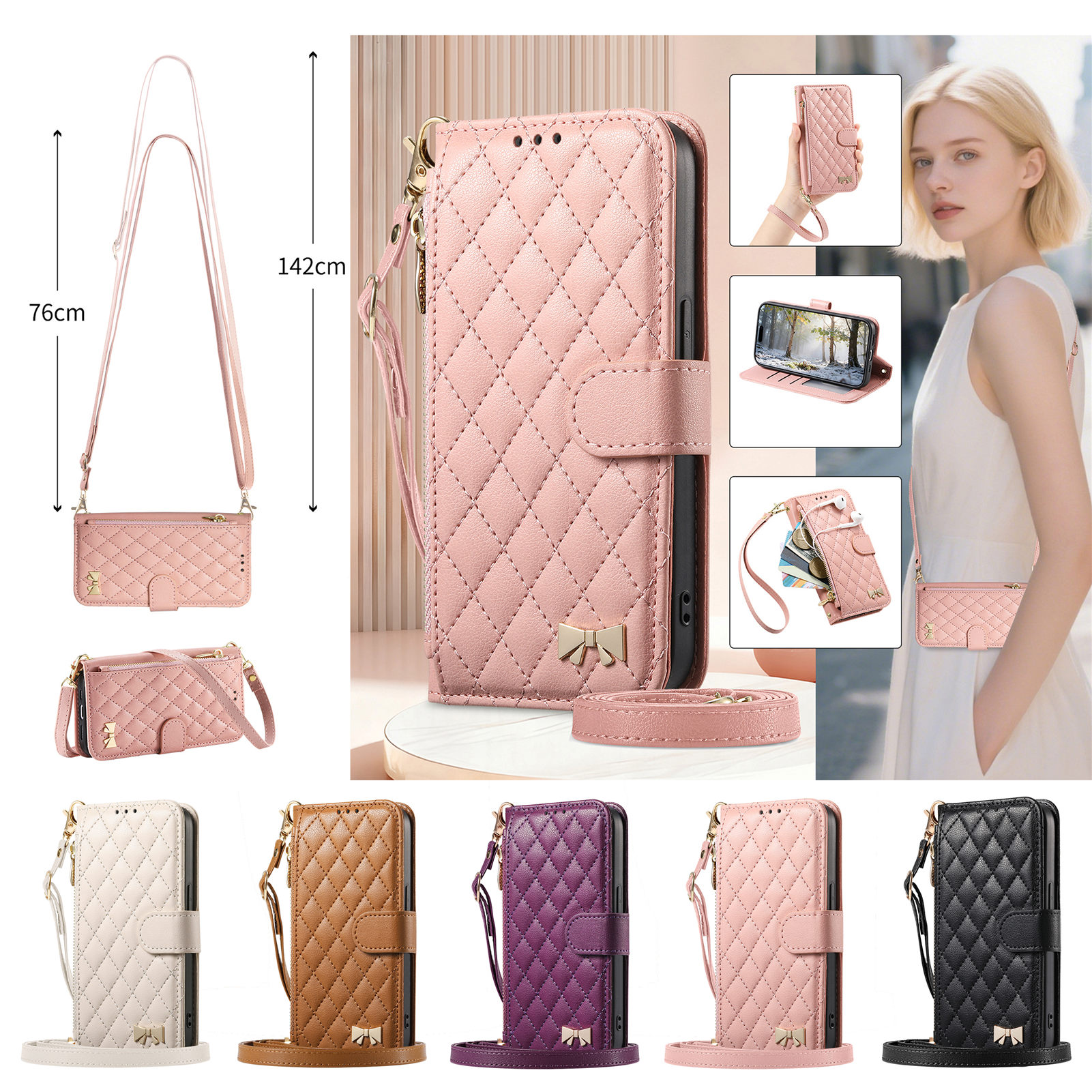 PU Leather Zipper Crossbody Wr – Phone Cases With Straps recenzja i cena