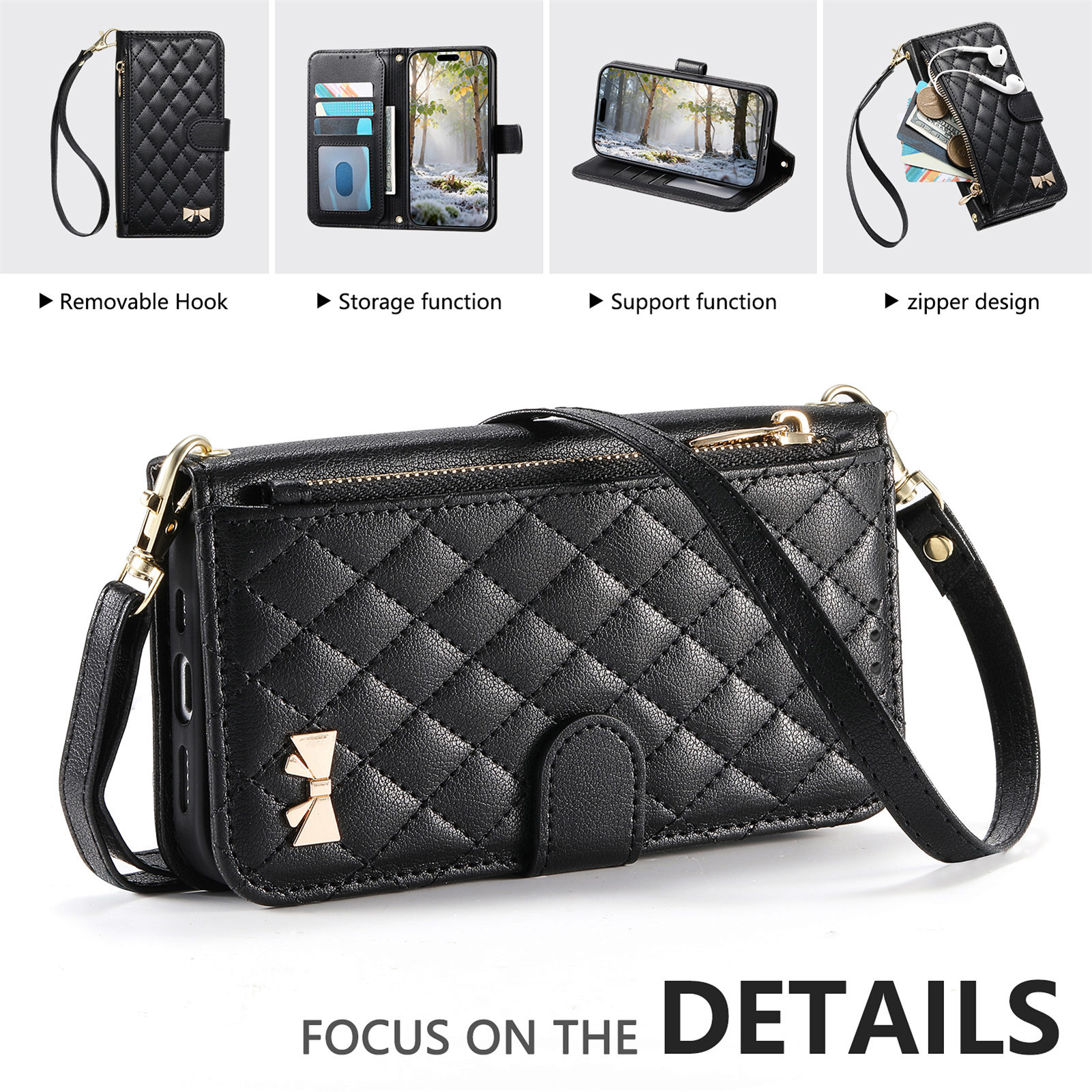 PU Leather Zipper Crossbody Wr – Phone Cases With Straps recenzja i cena