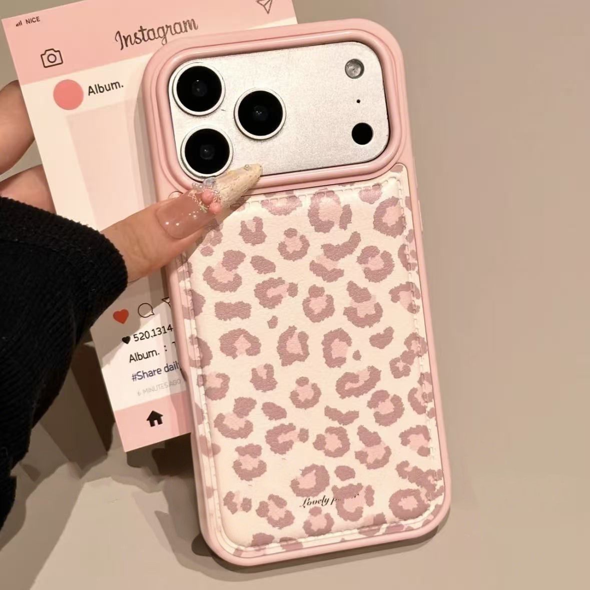 Simple Korean Pink Retro Leopa – Phone Cases Leopard Print recenzja i cena