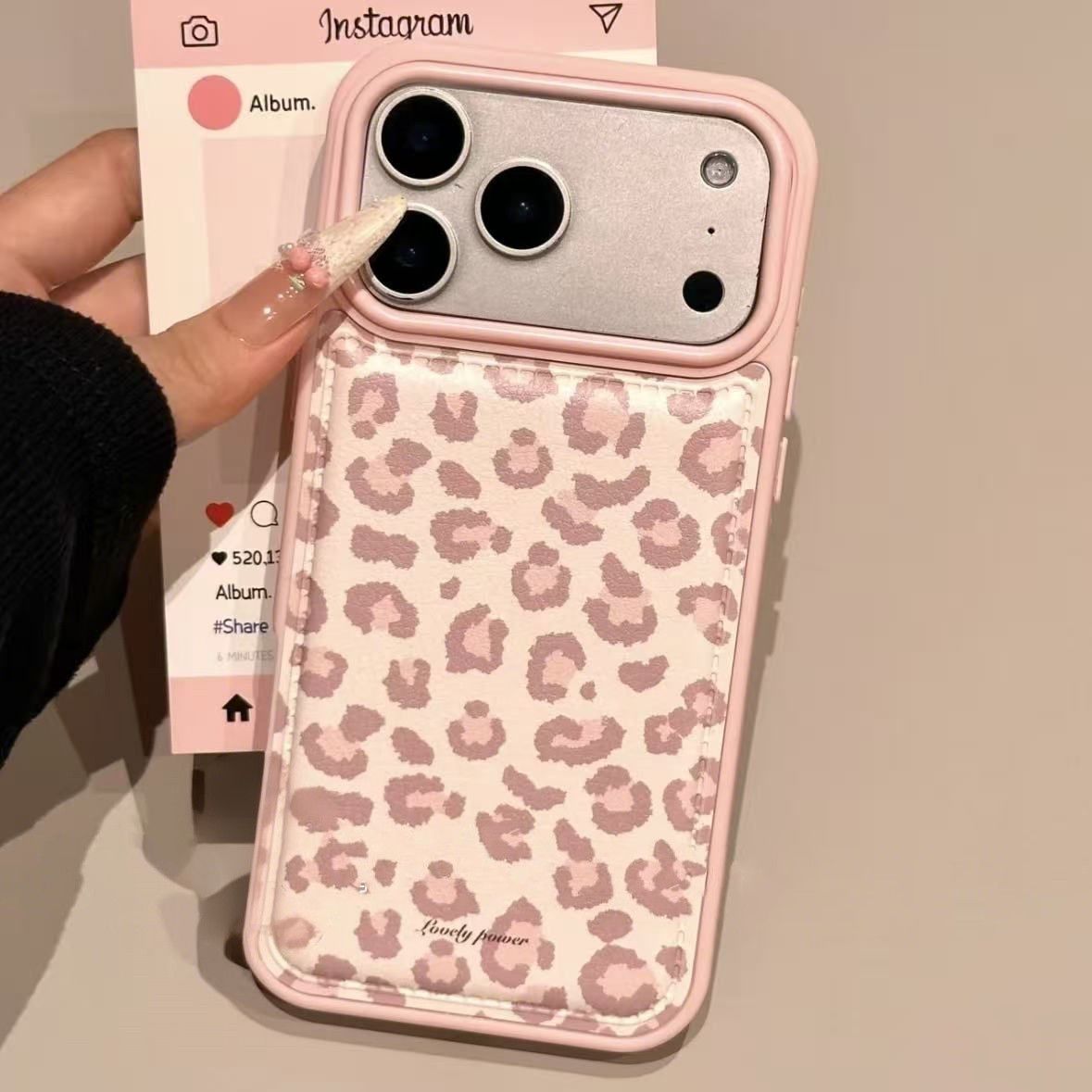 Simple Korean Pink Retro Leopa – Phone Cases Leopard Print recenzja i cena