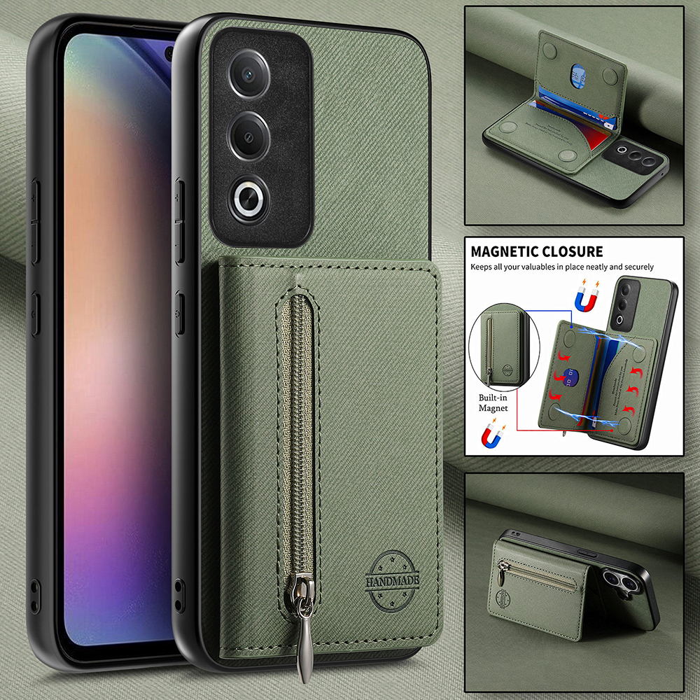 For OPPO A5 Pro 5G 4G Zipper W – Phone Cases With Wallet On Back recenzja i cena