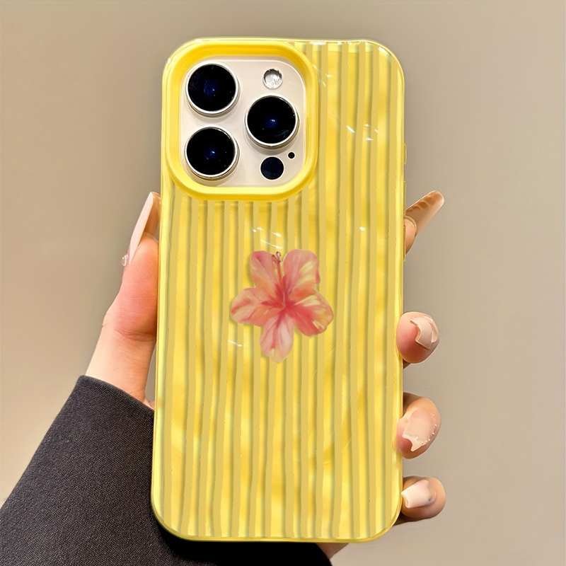 Yellow Striped Pink Flower Aes – Phone Cases Aesthetic recenzja i cena