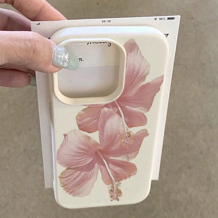 Pink Hibiscus Elegant High Aes – Phone Cases Aesthetic recenzja i cena